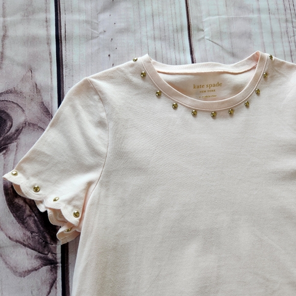 NWT Kate Spade Broome Street "Stud Embellished Tee" in Pink Sand, Women's Size S - Picture 4 of 11